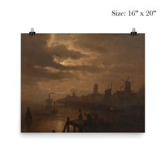 Dutch Dordrecht Moonlit Landscape by Felix Kreutzer poster 2