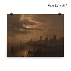 Dutch Dordrecht Moonlit Landscape by Felix Kreutzer poster 5