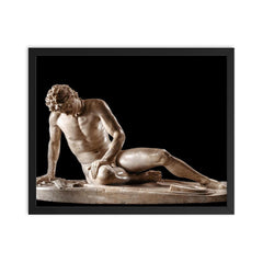 Dying Gaul, Roman Sculpture (1st-2nd Century CE) framed print on a plain backdrop in size 16"x20".