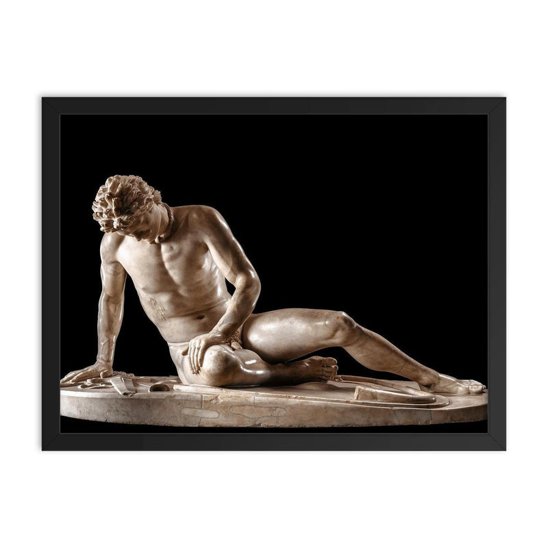 Dying Gaul, Roman Sculpture (1st-2nd Century CE) framed print on a plain backdrop in size 18