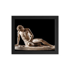 Dying Gaul, Roman Sculpture (1st-2nd Century CE) framed print on a plain backdrop in size 8"x10".