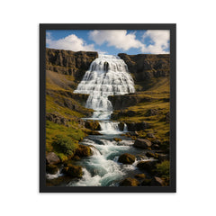 Dynjandi Waterfall Westfjords Iceland framed print on a plain backdrop in size 16"x20".