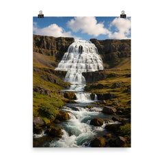 Dynjandi Waterfall Westfjords Iceland poster on a plain backdrop in size 8"x10".