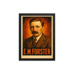 E M Forster framed print on a plain backdrop in size 12"x16".