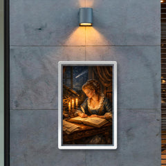 Émilie du Châtelet translating Newton by candlelight poster 2