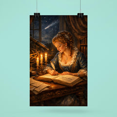 Émilie du Châtelet translating Newton by candlelight poster 6