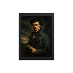 Évariste Galois before the fatal duel framed print on a plain backdrop in size 12"x16".