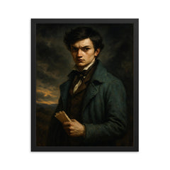 Évariste Galois before the fatal duel framed print on a plain backdrop in size 16"x20".