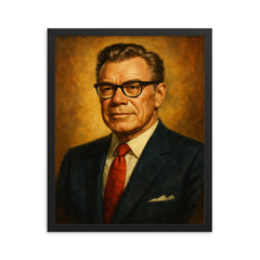 Earl Nightingale framed print on a plain backdrop in size 16"x20".