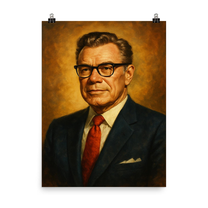 Earl Nightingale poster on a plain backdrop in size 8
