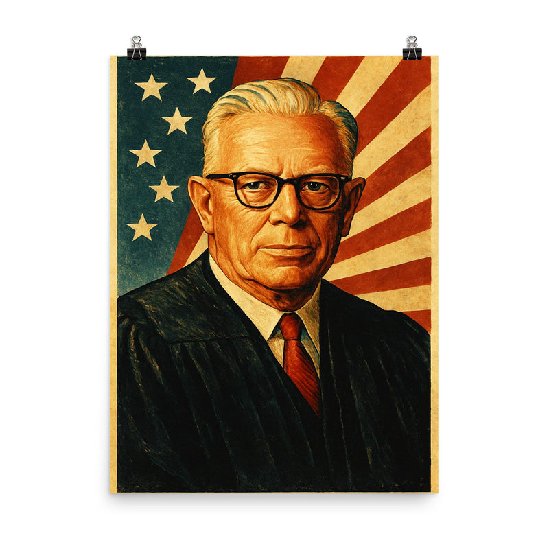 Earl Warren poster on a plain backdrop in size 8