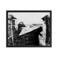 Earliest Surviving Photograph, c. 1826 framed print on a plain backdrop in size 16"x20".