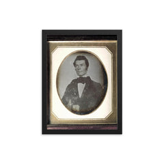 Early Daguerreotype framed print on a plain backdrop in size 12"x16".