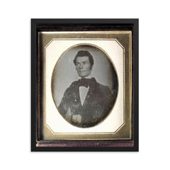 Early Daguerreotype framed print on a plain backdrop in size 16"x20".