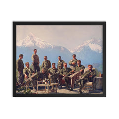 Easy Company, 2nd Battalion, 506th Parachute Infantry Regiment at Hitler's Eagle's Nest, 1945 framed print on a plain backdrop in size 16"x20".