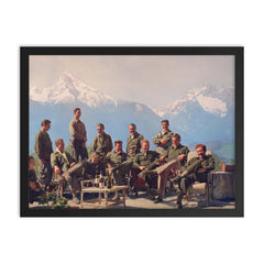 Easy Company, 2nd Battalion, 506th Parachute Infantry Regiment at Hitler's Eagle's Nest, 1945 framed print on a plain backdrop in size 18"x24".