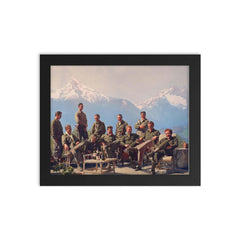 Easy Company, 2nd Battalion, 506th Parachute Infantry Regiment at Hitler's Eagle's Nest, 1945 framed print on a plain backdrop in size 8"x10".