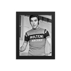 Eddy Merckx framed print on a plain backdrop in size 8"x10".