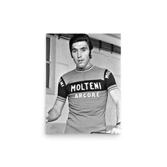 Eddy Merckx poster on a plain backdrop in size 12"x16".