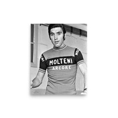 Eddy Merckx poster on a plain backdrop in size 8"x10".