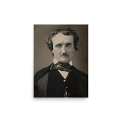 Edgar Allan Poe poster on a plain backdrop in size 12"x16".