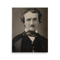 Edgar Allan Poe poster on a plain backdrop in size 16"x20".