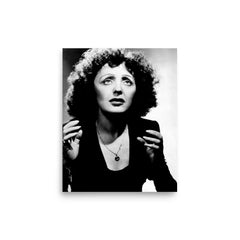 Edith Piaf poster on a plain backdrop in size 8"x10".