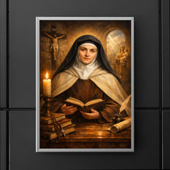 Edith Stein in Carmelite habit and books poster 5