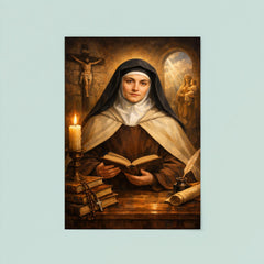 Edith Stein in Carmelite habit and books poster 8