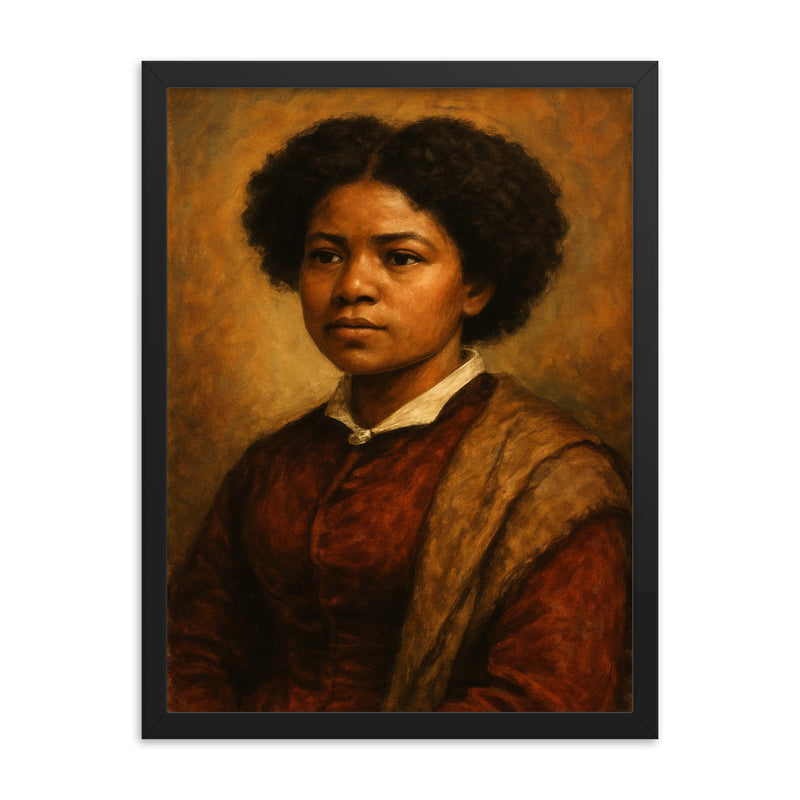 Edmonia Lewis framed print on a plain backdrop in size 18