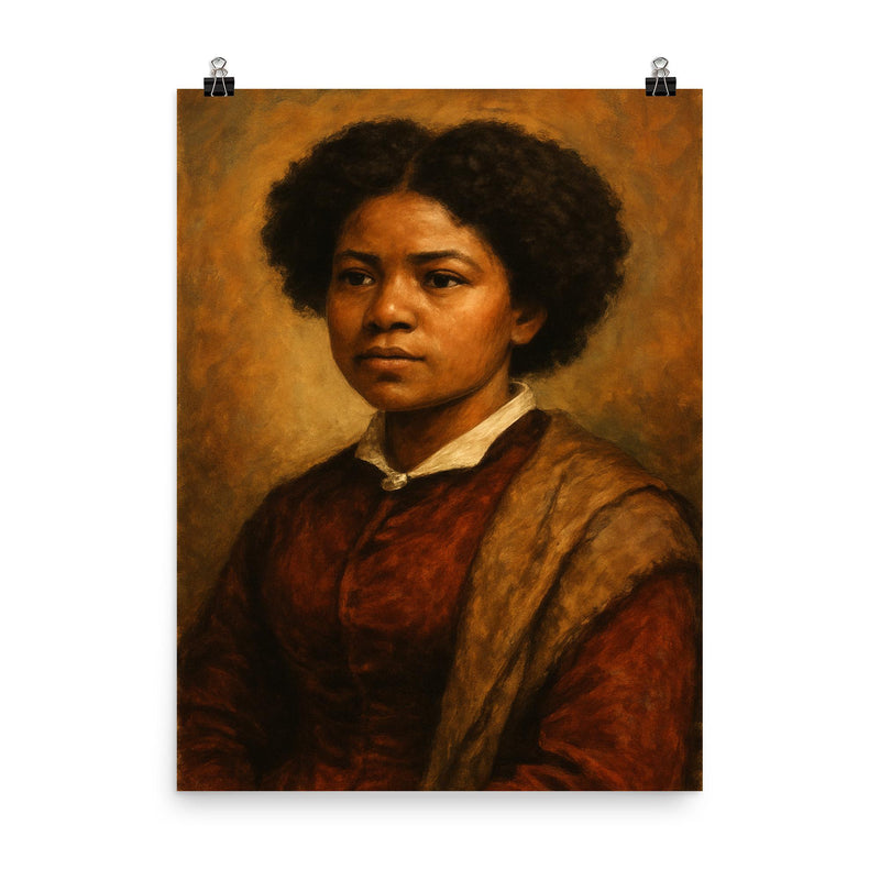 Edmonia Lewis poster on a plain backdrop in size 8