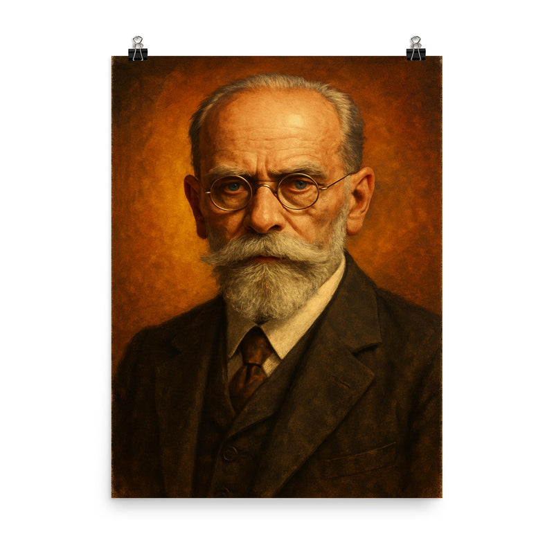 Edmund Husserl poster on a plain backdrop in size 8