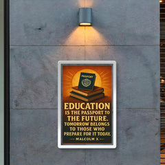 Education is the passport to the future Malcolm X quote poster 2