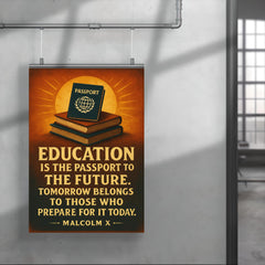 Education is the passport to the future Malcolm X quote poster 4