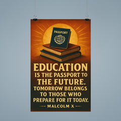 Education is the passport to the future Malcolm X quote poster 9