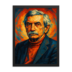 Edward Albee framed print on a plain backdrop in size 18"x24".