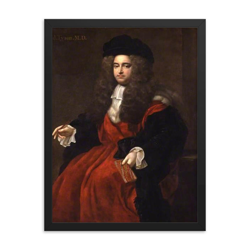 Edward Tyson framed print on a plain backdrop in size 18
