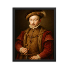 Edward VI of England framed print on a plain backdrop in size 16"x20".