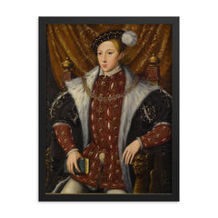 Edward VI of England framed print on a plain backdrop in size 18"x24".