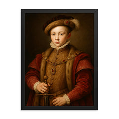 Edward VI of England framed print on a plain backdrop in size 18"x24".