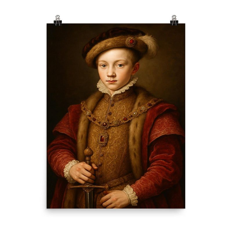 Edward VI of England poster on a plain backdrop in size 8