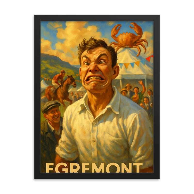 Egremont Crab Fair England framed print on a plain backdrop in size 18