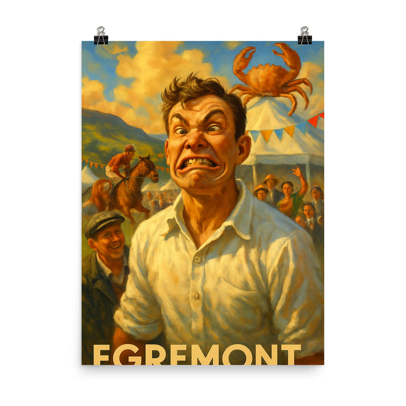 Egremont Crab Fair England poster on a plain backdrop in size 8