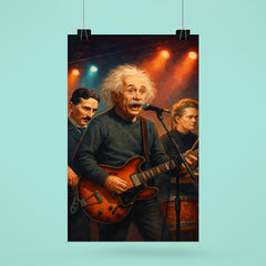 Einstein Tesla and Curie as a rock band on stage poster 6