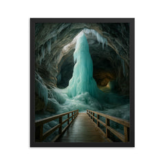 Eisriesenwelt Ice Cave Austria framed print on a plain backdrop in size 16"x20".