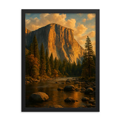 El Capitan Yosemite framed print on a plain backdrop in size 18"x24".