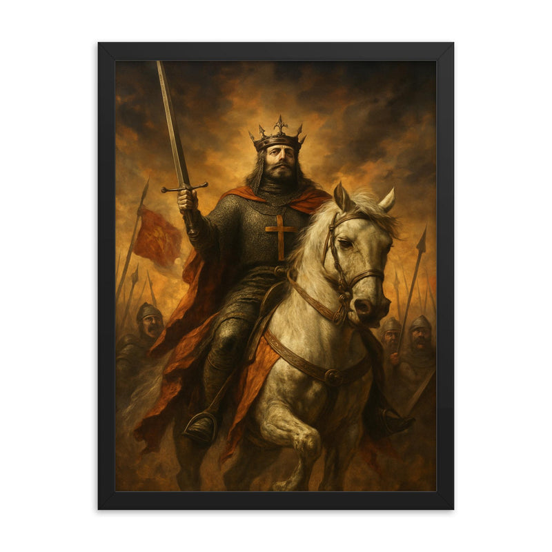 El Cid after death legend scene framed print on a plain backdrop in size 18