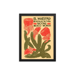 El Maestro - vintage Mexico travel poster framed print on a plain backdrop in size 12"x16".