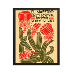 El Maestro - vintage Mexico travel poster framed print on a plain backdrop in size 16"x20".
