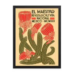 El Maestro - vintage Mexico travel poster framed print on a plain backdrop in size 18"x24".